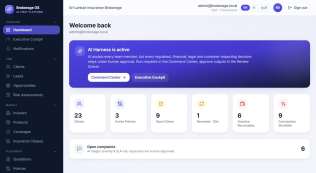 AI-First Insurance Brokerage OS — product screen 1